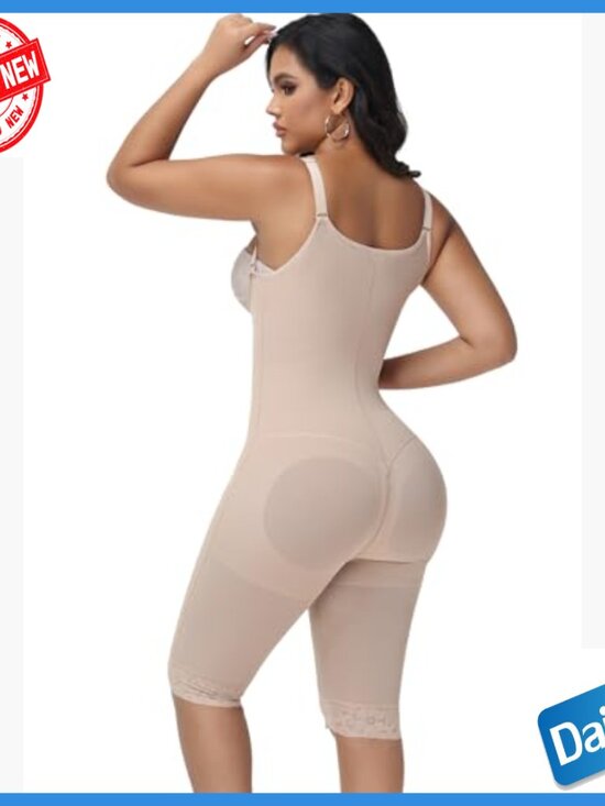 Medium Tummy Control Shapewear Bodysuit with Zipper, Adjustable Straps, - Picture 5 of 7